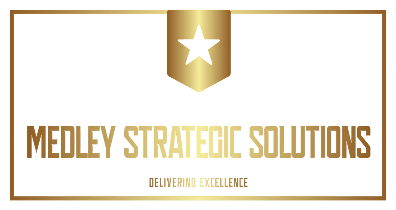 Gold and green logo with a star and text for a strategic solutions company.